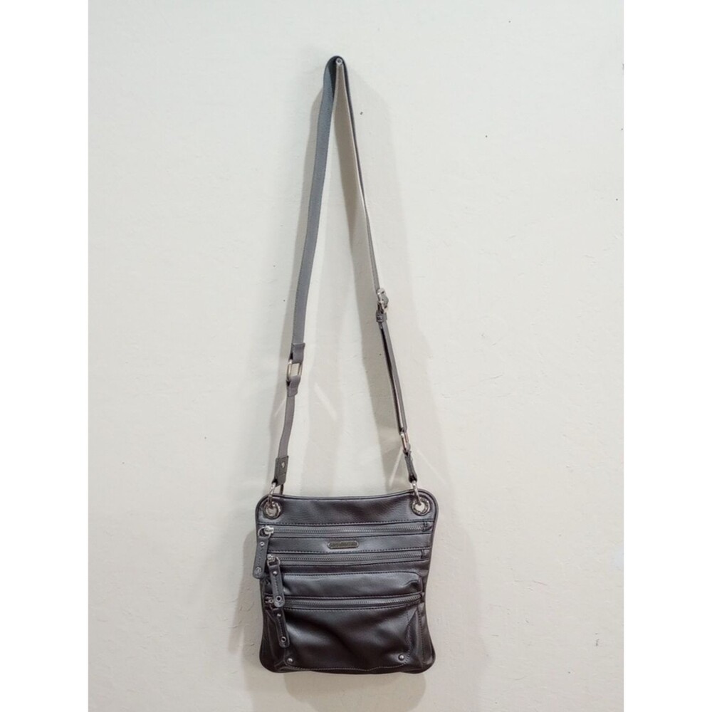 Tyler Rodan Silver Multi Pocket Vinyl Crossbody Bag Purse